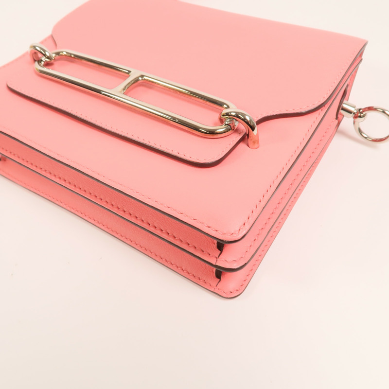 HERMES Evercolor皮革Mini Roulis銀扣肩背袋-8