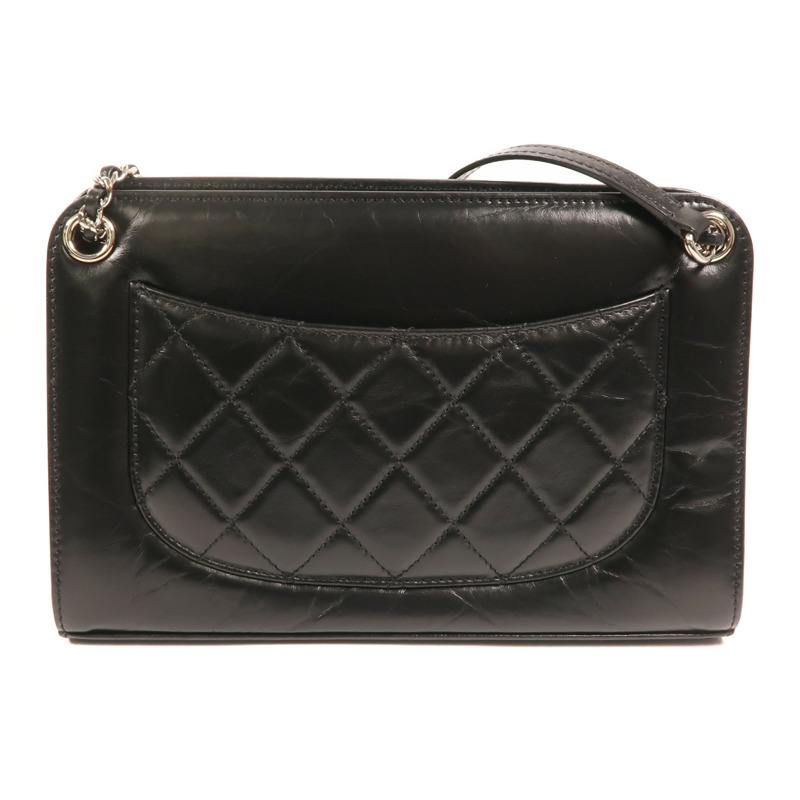 CHANEL 牛皮皮革Chain Shoulder銀扣鏈帶肩背袋-1