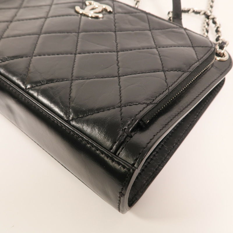 CHANEL 牛皮皮革Chain Shoulder銀扣鏈帶肩背袋-9