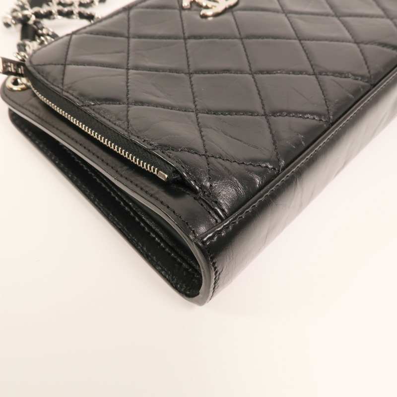 CHANEL 牛皮皮革Chain Shoulder銀扣鏈帶肩背袋-10