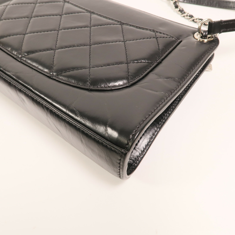 CHANEL 牛皮皮革Chain Shoulder銀扣鏈帶肩背袋-11