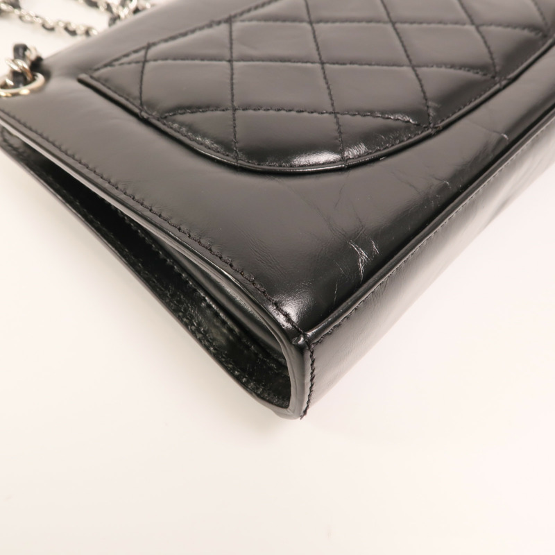 CHANEL 牛皮皮革Chain Shoulder銀扣鏈帶肩背袋-12