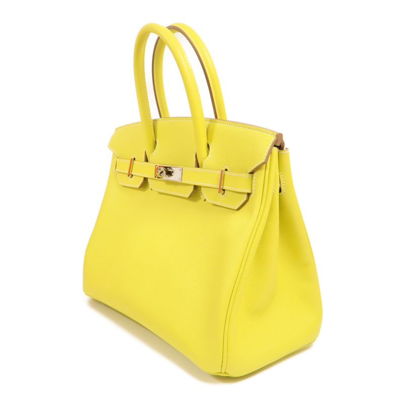 HERMES Epsom皮革Birkin30銀扣手挽袋Lime-2