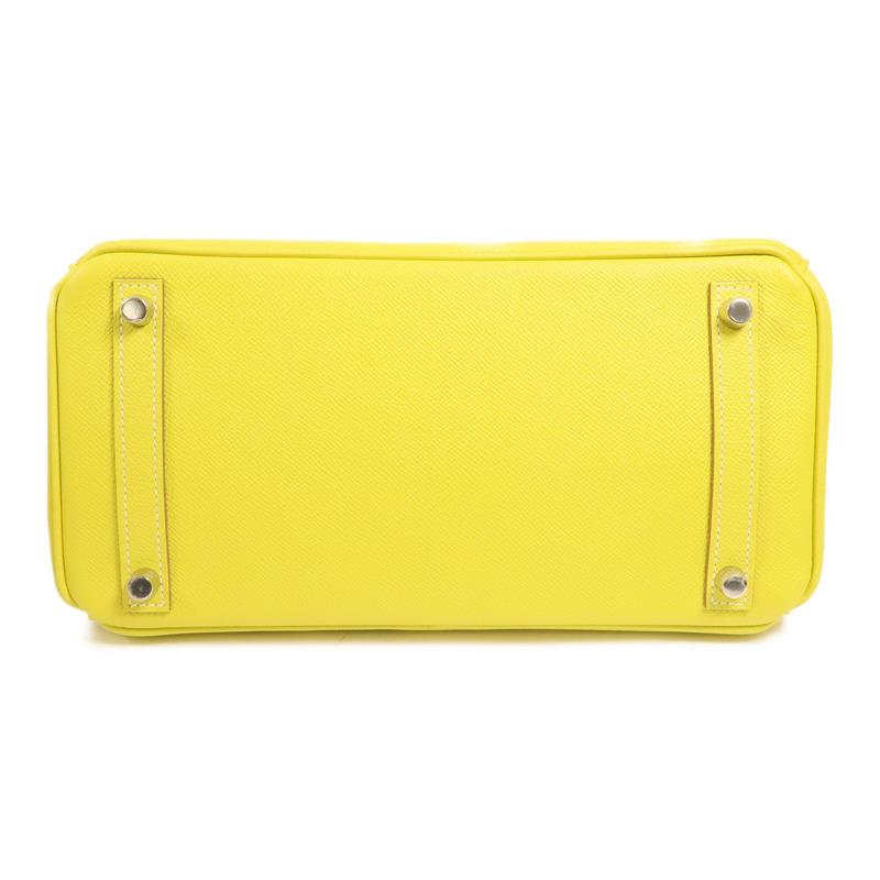 HERMES Epsom皮革Birkin30銀扣手挽袋Lime-3