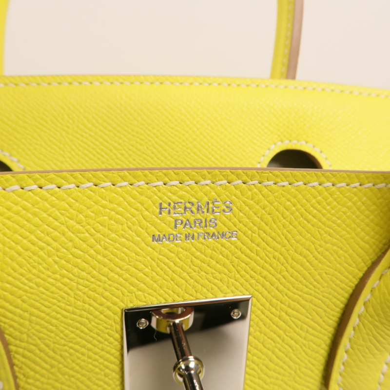 HERMES Epsom皮革Birkin30銀扣手挽袋Lime-5