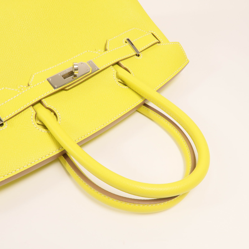 HERMES Epsom皮革Birkin30銀扣手挽袋Lime-7
