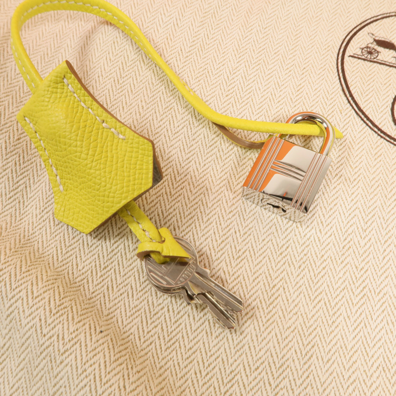 HERMES Epsom皮革Birkin30銀扣手挽袋Lime-9