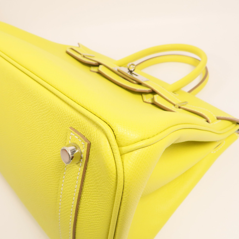 HERMES Epsom皮革Birkin30銀扣手挽袋Lime-10