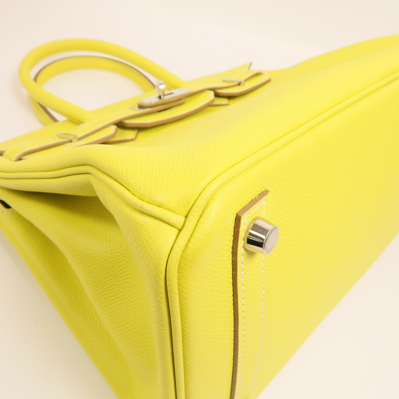 HERMES Epsom皮革Birkin30銀扣手挽袋Lime-11