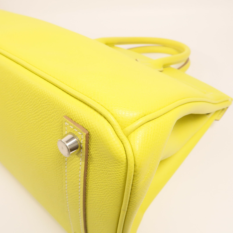 HERMES Epsom皮革Birkin30銀扣手挽袋Lime-12