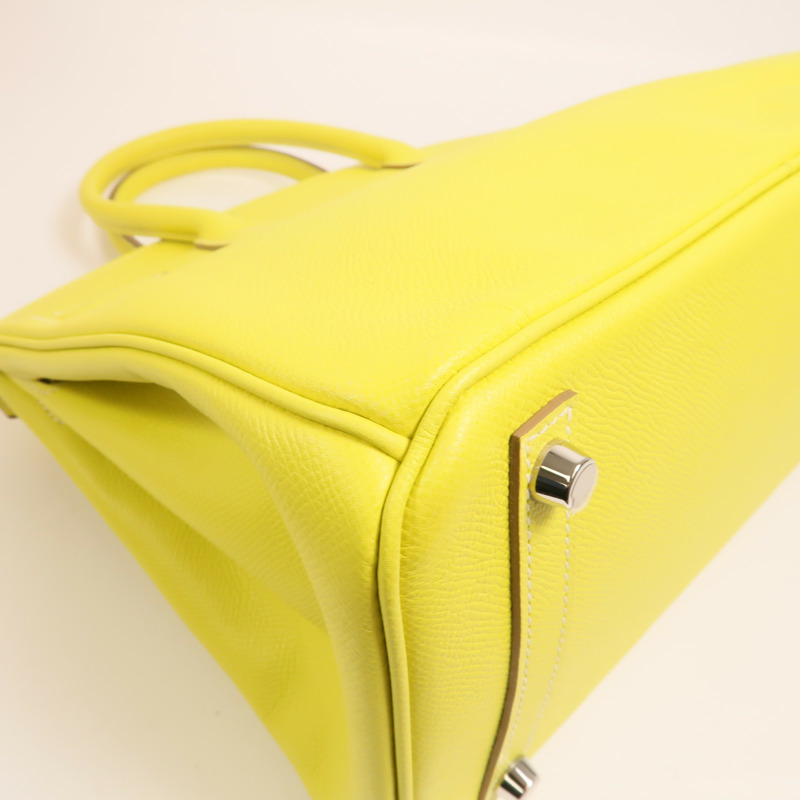 HERMES Epsom皮革Birkin30銀扣手挽袋Lime-13