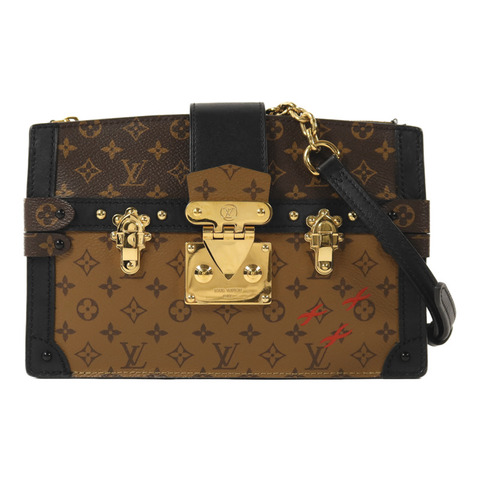 LOUIS VUITTON Monogram Reverse Trunk Clutch金扣鏈帶肩背袋