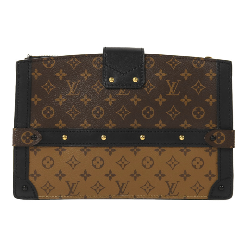 LOUIS VUITTON Monogram Reverse Trunk Clutch金扣鏈帶肩背袋-1