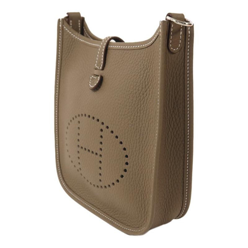 HERMES Clemence皮革Evelyne TPM銀扣肩背袋Etoupe-2