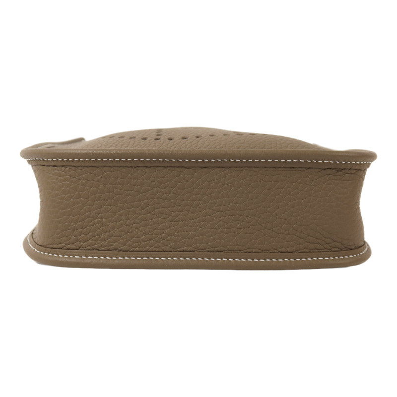 HERMES Clemence皮革Evelyne TPM銀扣肩背袋Etoupe-3