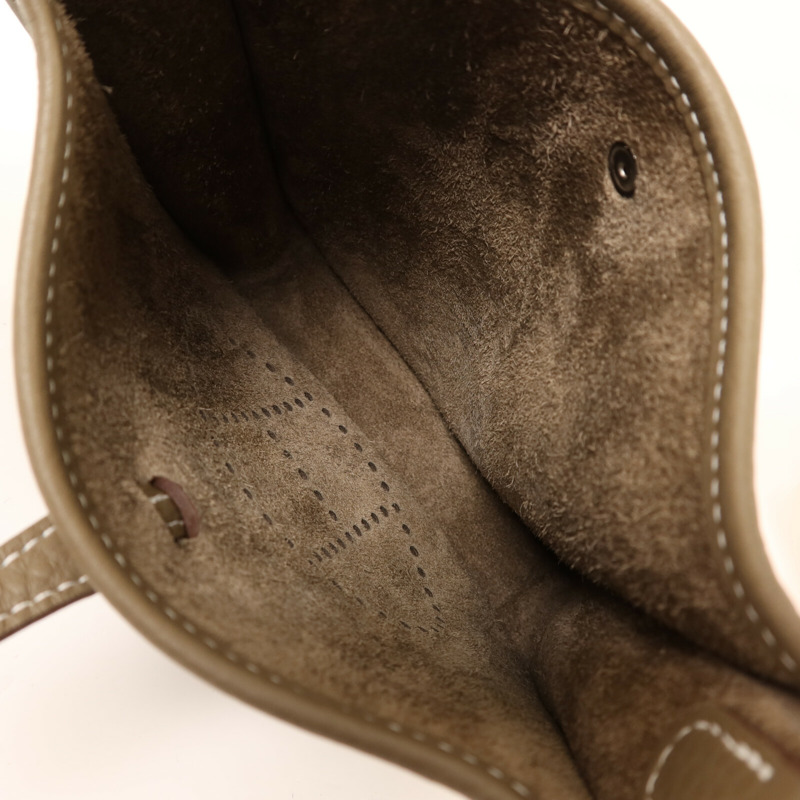 HERMES Clemence皮革Evelyne TPM銀扣肩背袋Etoupe-4