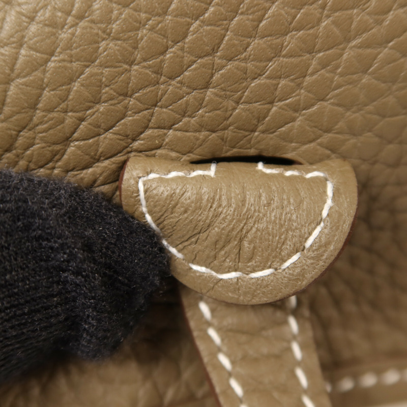 HERMES Clemence皮革Evelyne TPM銀扣肩背袋Etoupe-6