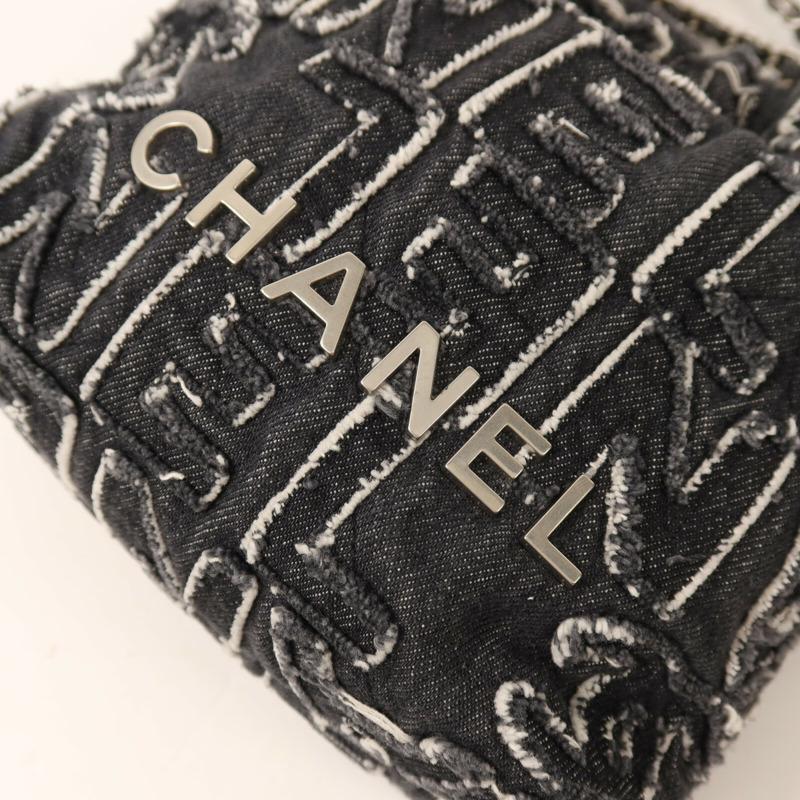 CHANEL 牛仔布Chanel 22 Small銀扣鏈帶肩背袋-9
