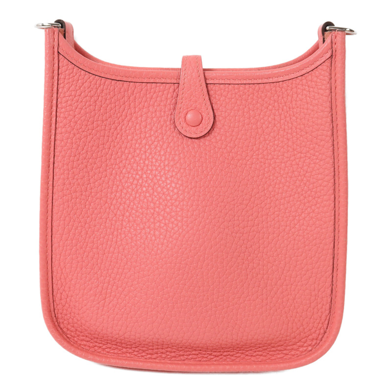 HERMES Clemence皮革Evelyne TPM銀扣肩背袋Rose Azalee-1