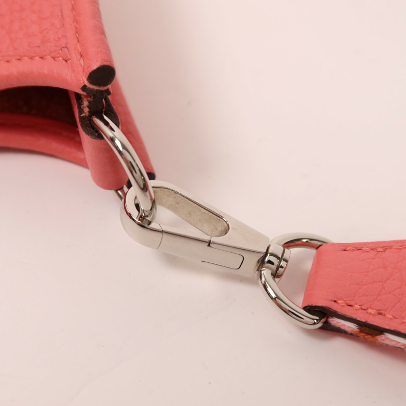 HERMES Clemence皮革Evelyne TPM銀扣肩背袋Rose Azalee-8