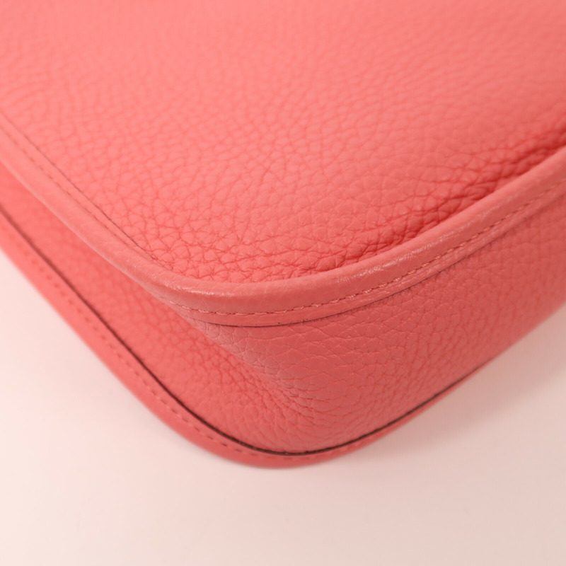 HERMES Clemence皮革Evelyne TPM銀扣肩背袋Rose Azalee-11