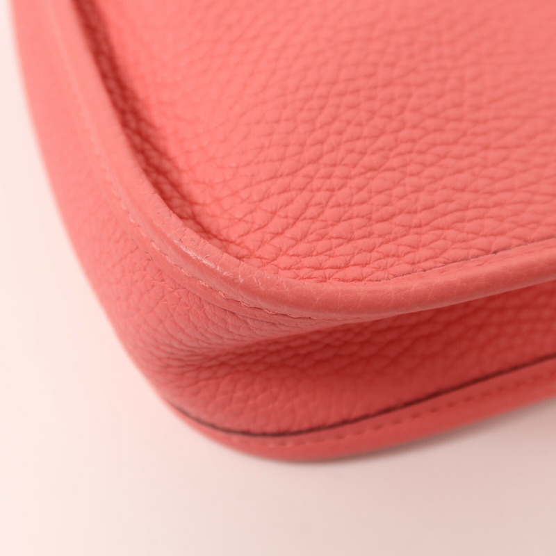 HERMES Clemence皮革Evelyne TPM銀扣肩背袋Rose Azalee-12