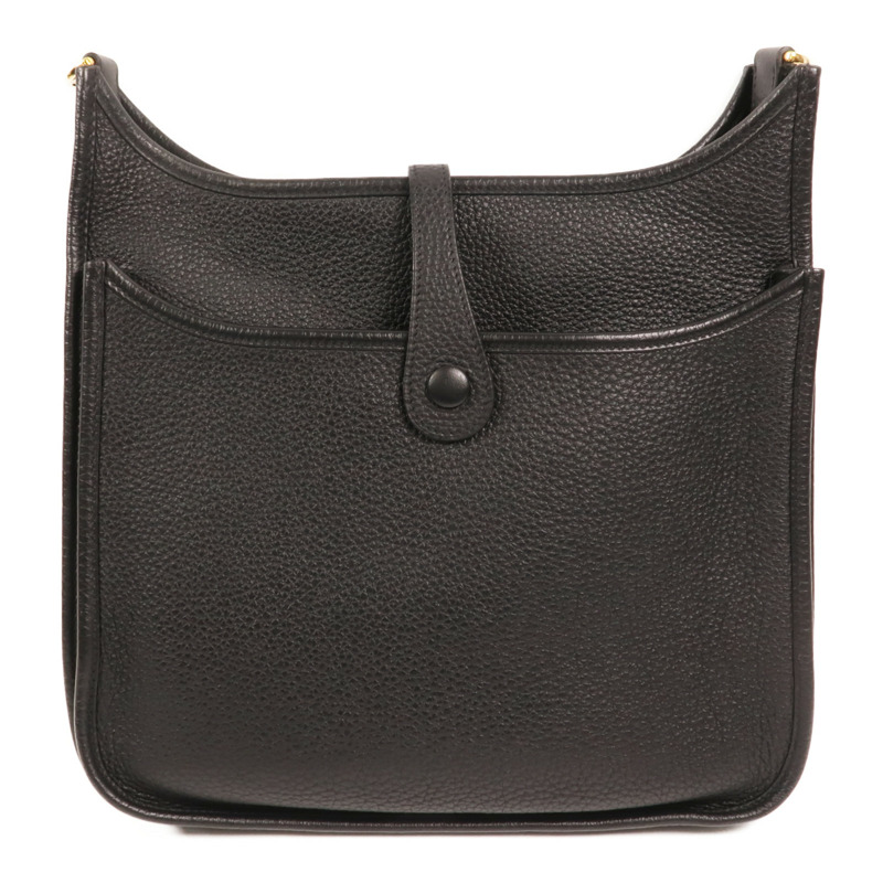 HERMES Clemence皮革Evelyne PM金扣肩背袋Noir-1