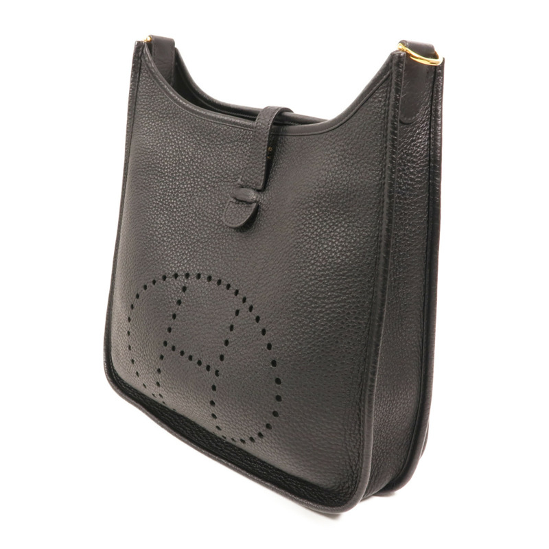 HERMES Clemence皮革Evelyne PM金扣肩背袋Noir-2