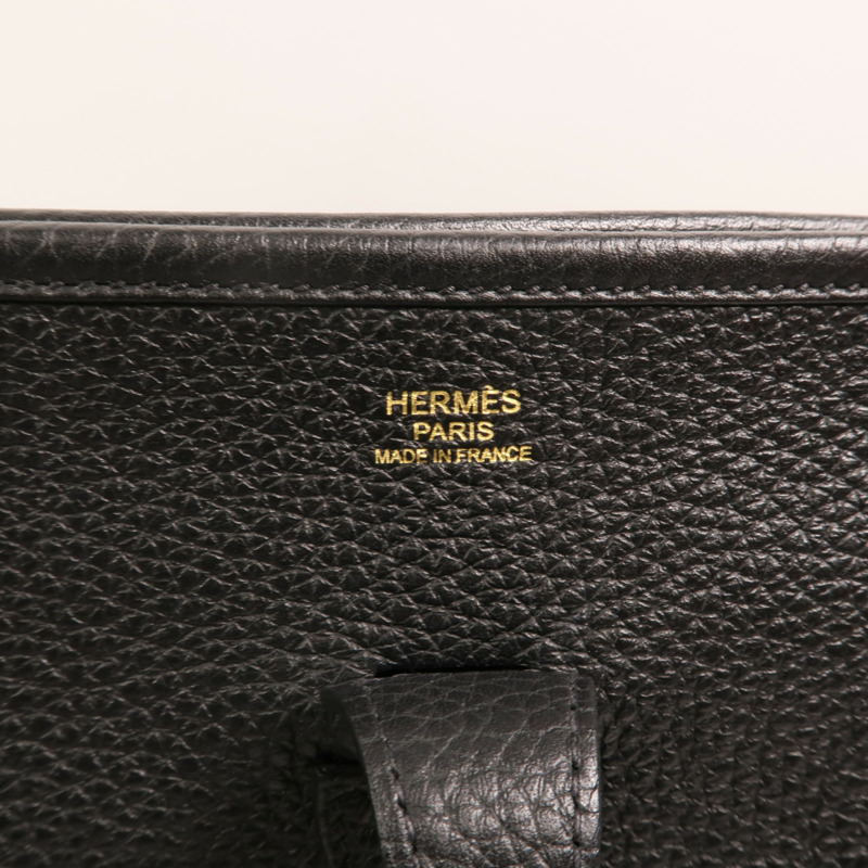 HERMES Clemence皮革Evelyne PM金扣肩背袋Noir-5