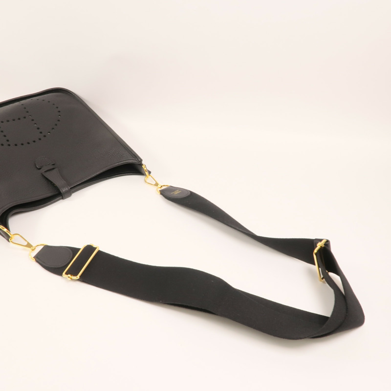 HERMES Clemence皮革Evelyne PM金扣肩背袋Noir-7