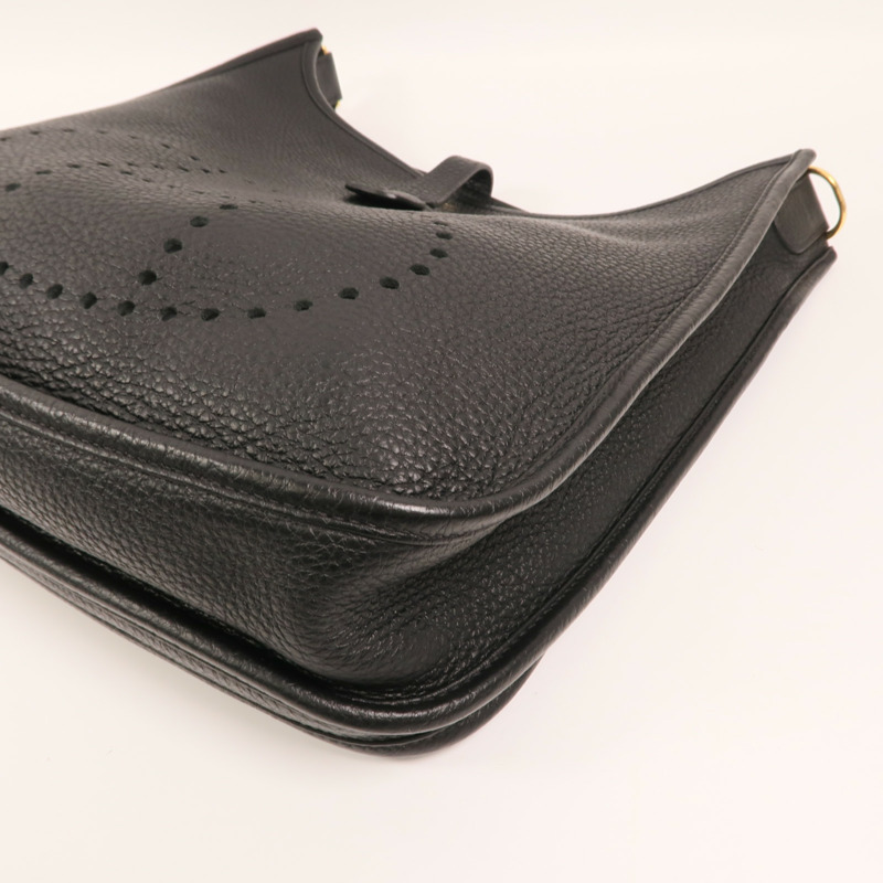 HERMES Clemence皮革Evelyne PM金扣肩背袋Noir-9