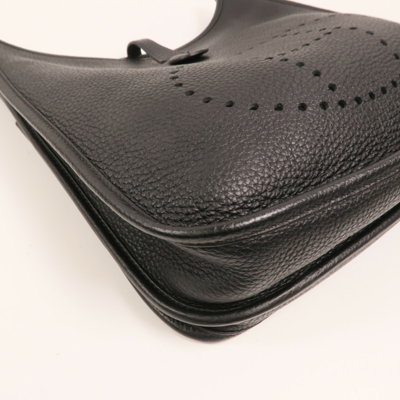 HERMES Clemence皮革Evelyne PM金扣肩背袋Noir-10