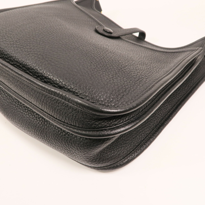 HERMES Clemence皮革Evelyne PM金扣肩背袋Noir-11