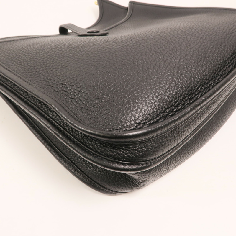 HERMES Clemence皮革Evelyne PM金扣肩背袋Noir-12