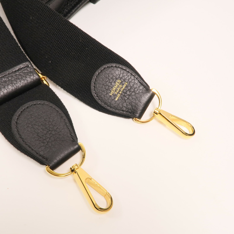HERMES Clemence皮革Evelyne PM金扣肩背袋Noir-13
