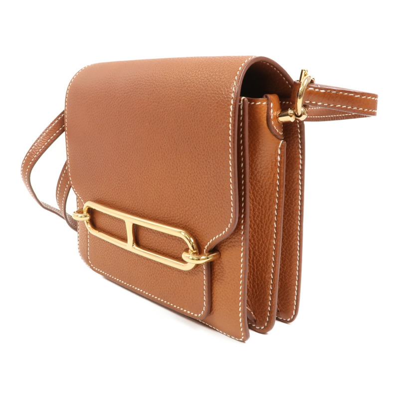 HERMES Barenia皮革Mini Roulis金扣肩背袋Gold-2