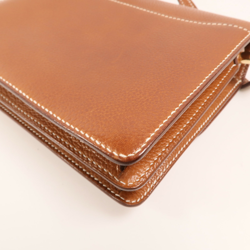 HERMES Barenia皮革Mini Roulis金扣肩背袋Gold-10