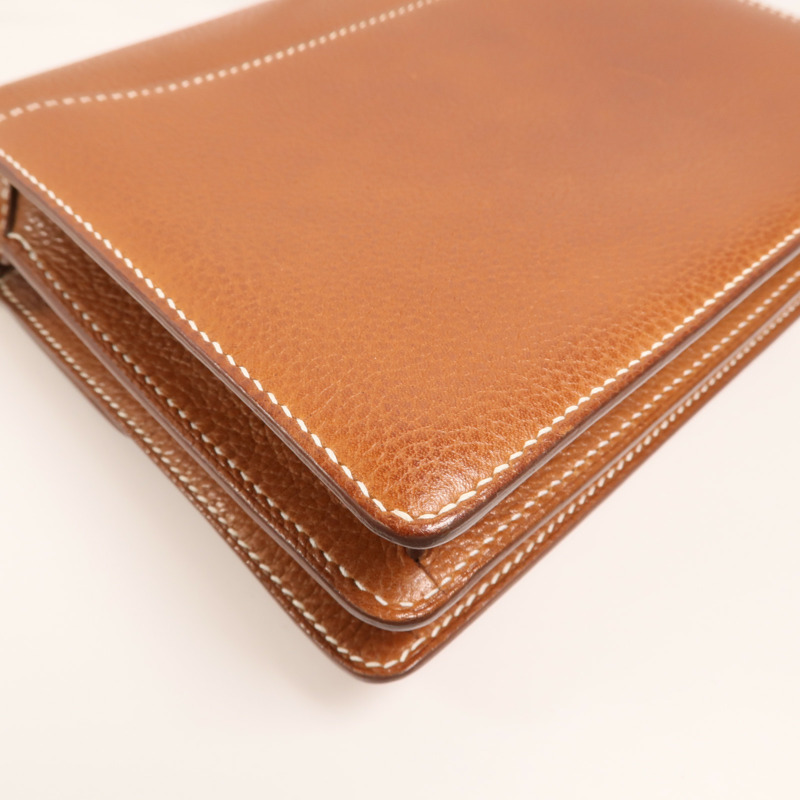 HERMES Barenia皮革Mini Roulis金扣肩背袋Gold-11