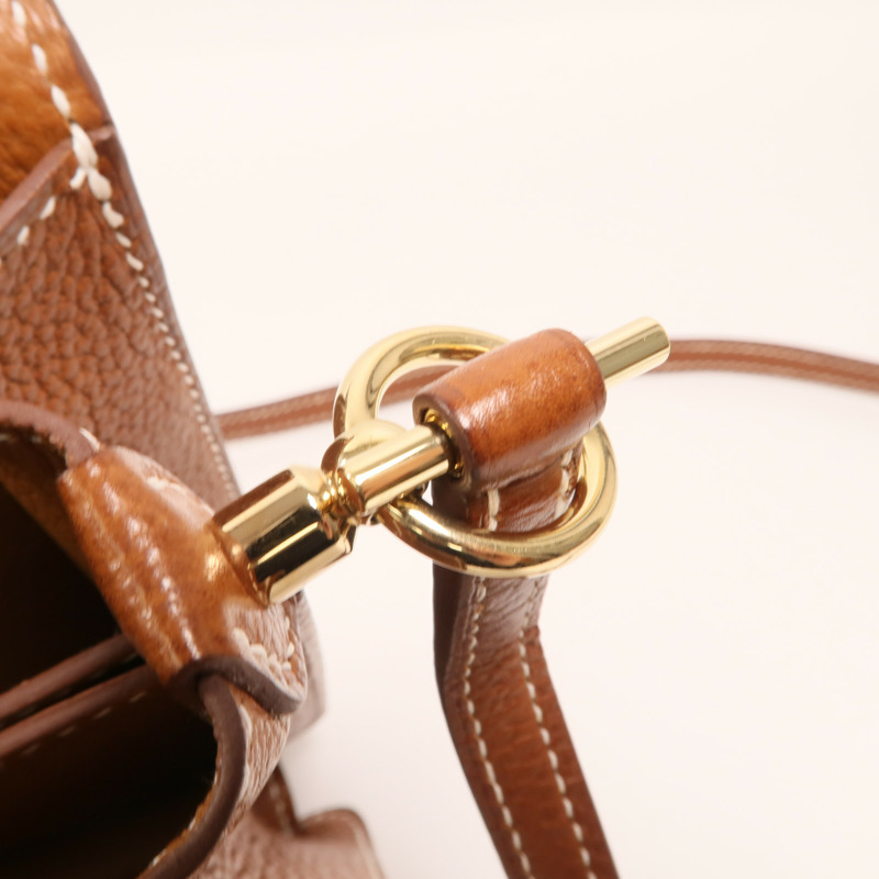HERMES Barenia皮革Mini Roulis金扣肩背袋Gold-13