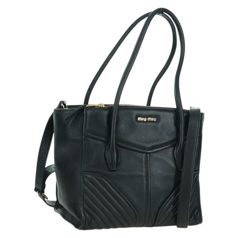 【日本直送】Miu Miu 皮革雙肩包 黑色金色 正品 am10909V-0