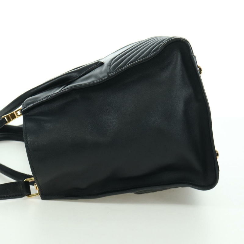 【日本直送】Miu Miu 皮革雙肩包 黑色金色 正品 am10909V-2