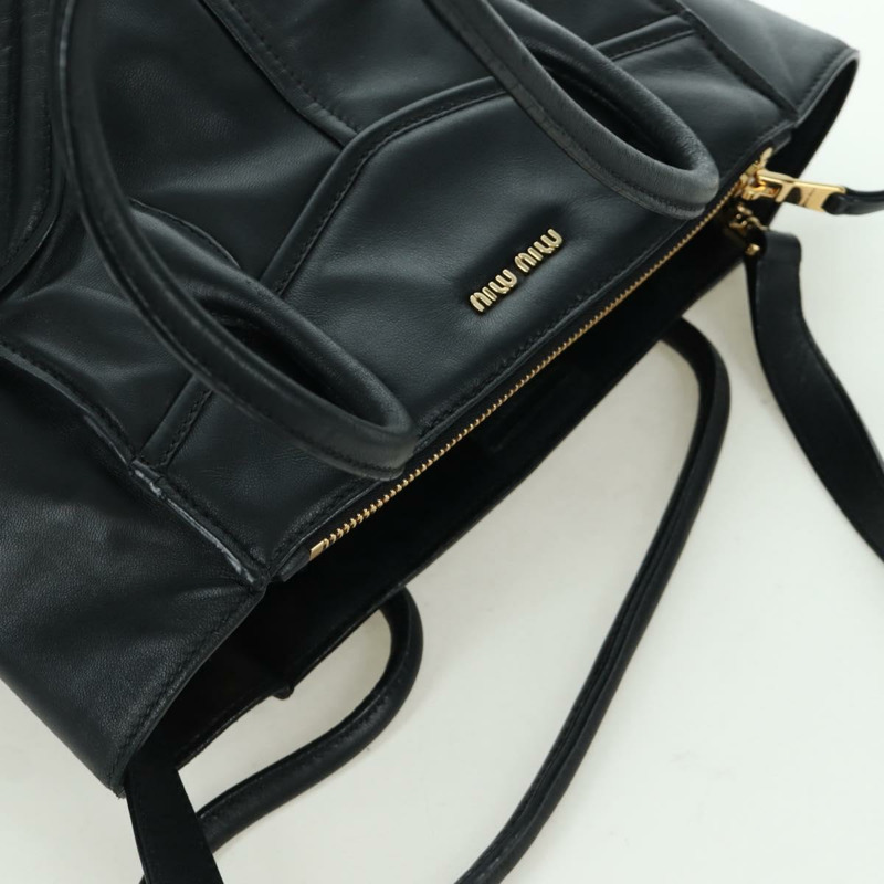 【日本直送】Miu Miu 皮革雙肩包 黑色金色 正品 am10909V-5