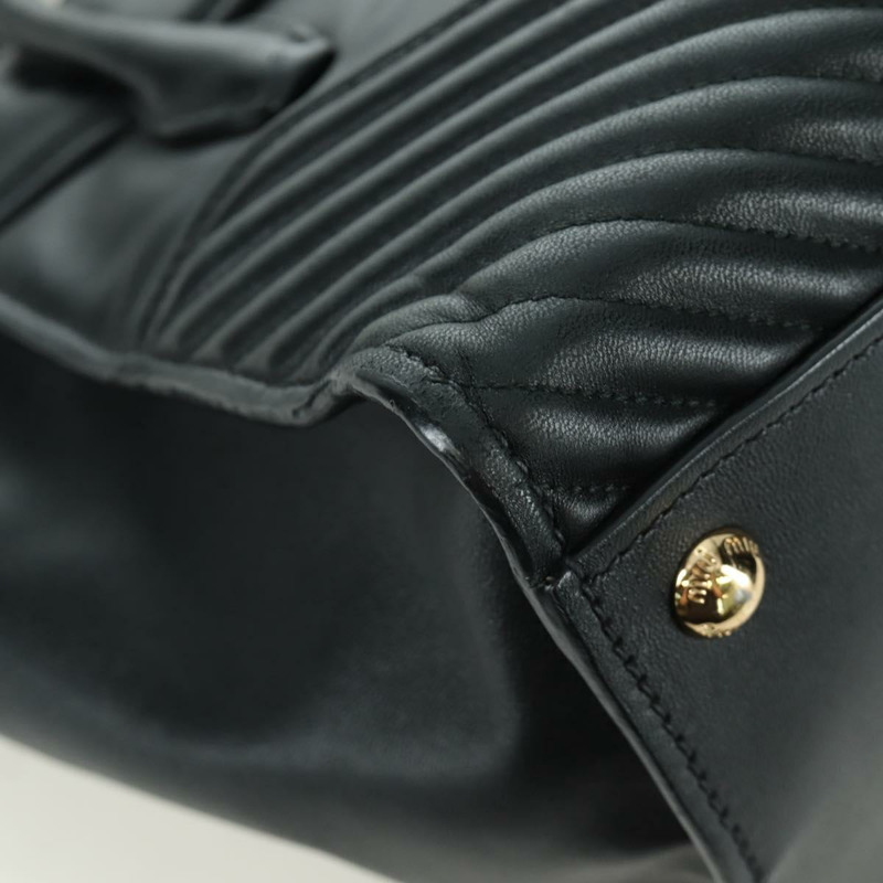 【日本直送】Miu Miu 皮革雙肩包 黑色金色 正品 am10909V-15