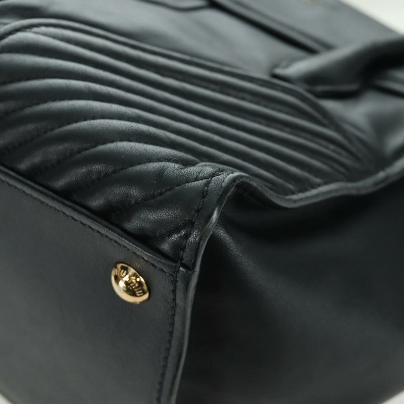 【日本直送】Miu Miu 皮革雙肩包 黑色金色 正品 am10909V-16