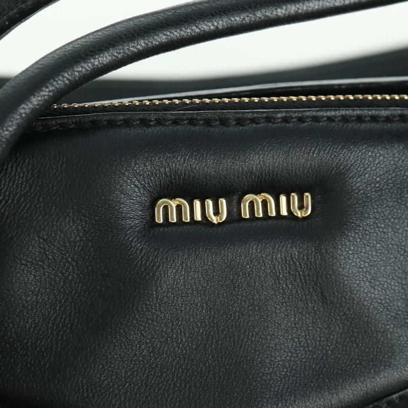 【日本直送】Miu Miu 皮革雙肩包 黑色金色 正品 am10909V-19