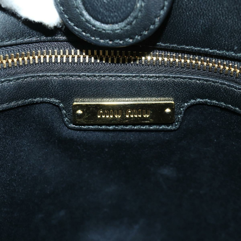 【日本直送】Miu Miu 皮革雙肩包 黑色金色 正品 am10909V-22
