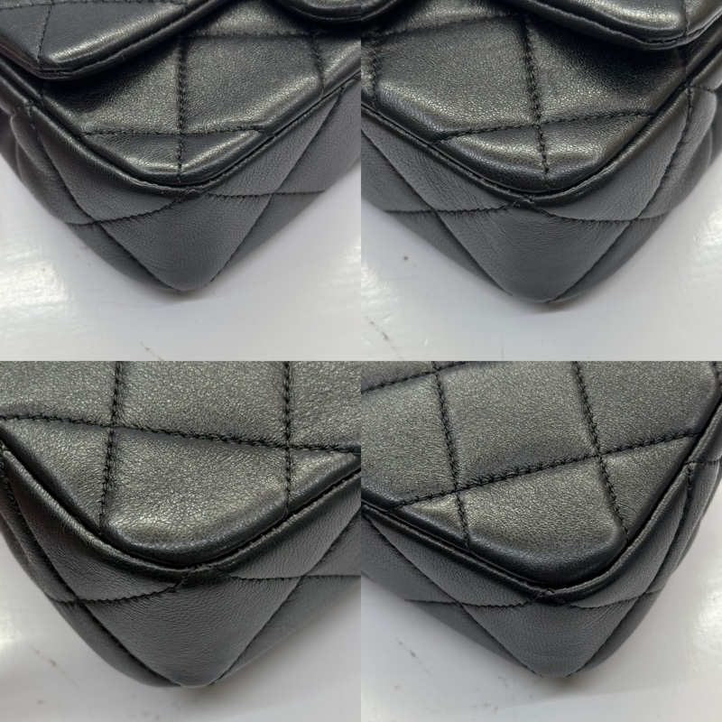 CHANEL 香奈兒 黑色菱格紋羊皮Mini PEARL CRUSH 18CM RFID-4