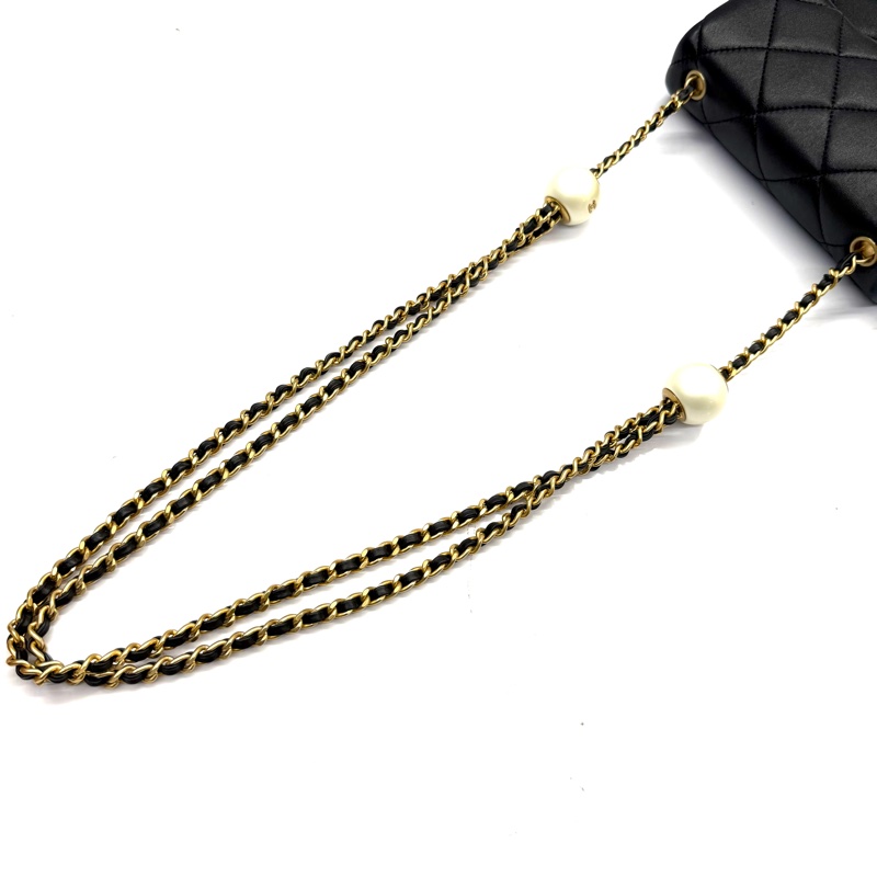 CHANEL 香奈兒 黑色菱格紋羊皮Mini PEARL CRUSH 18CM RFID-5