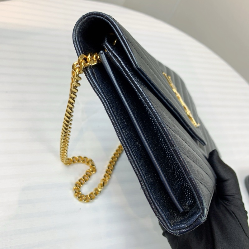 聖羅蘭/Saint laurent 黑牛皮魚子醬金扣信款袋 金色鏈條 實用性很高 型格路線 牛皮革-3