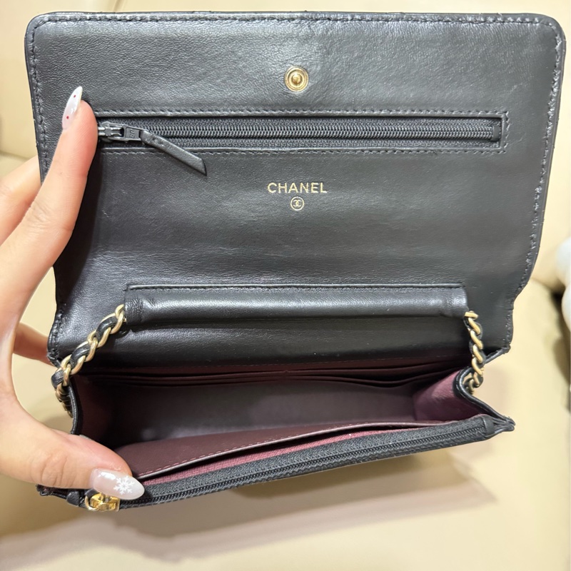 香奈兒黑色金釦WOC-3